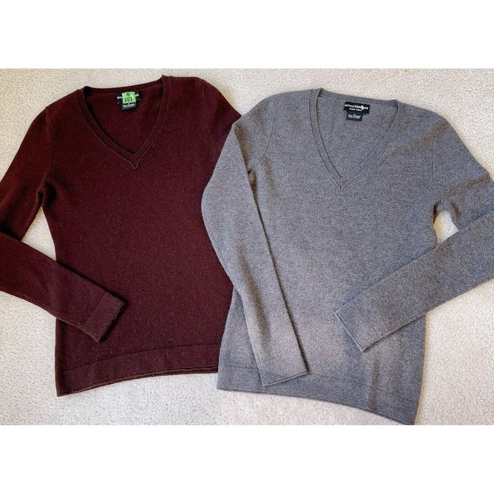 Sutton Cashmere V-Neck Sweater Soft Knit Pullover Casual Top Small